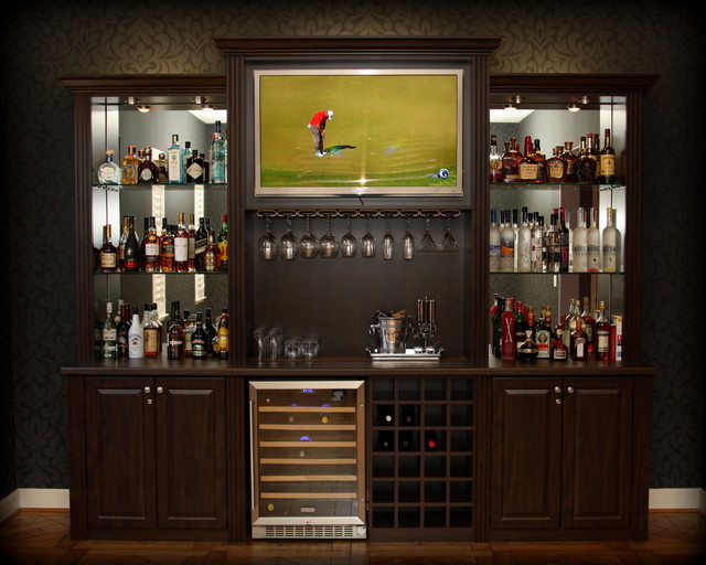 Custom bar 2025 with wine fridge