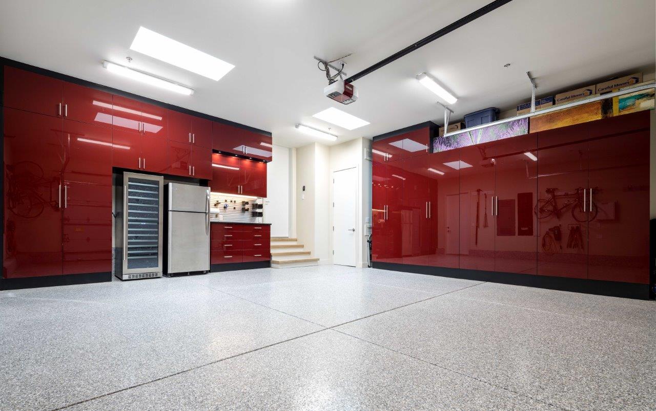 Garages Garage Cabinets Black Thermally Fused Laminate Red